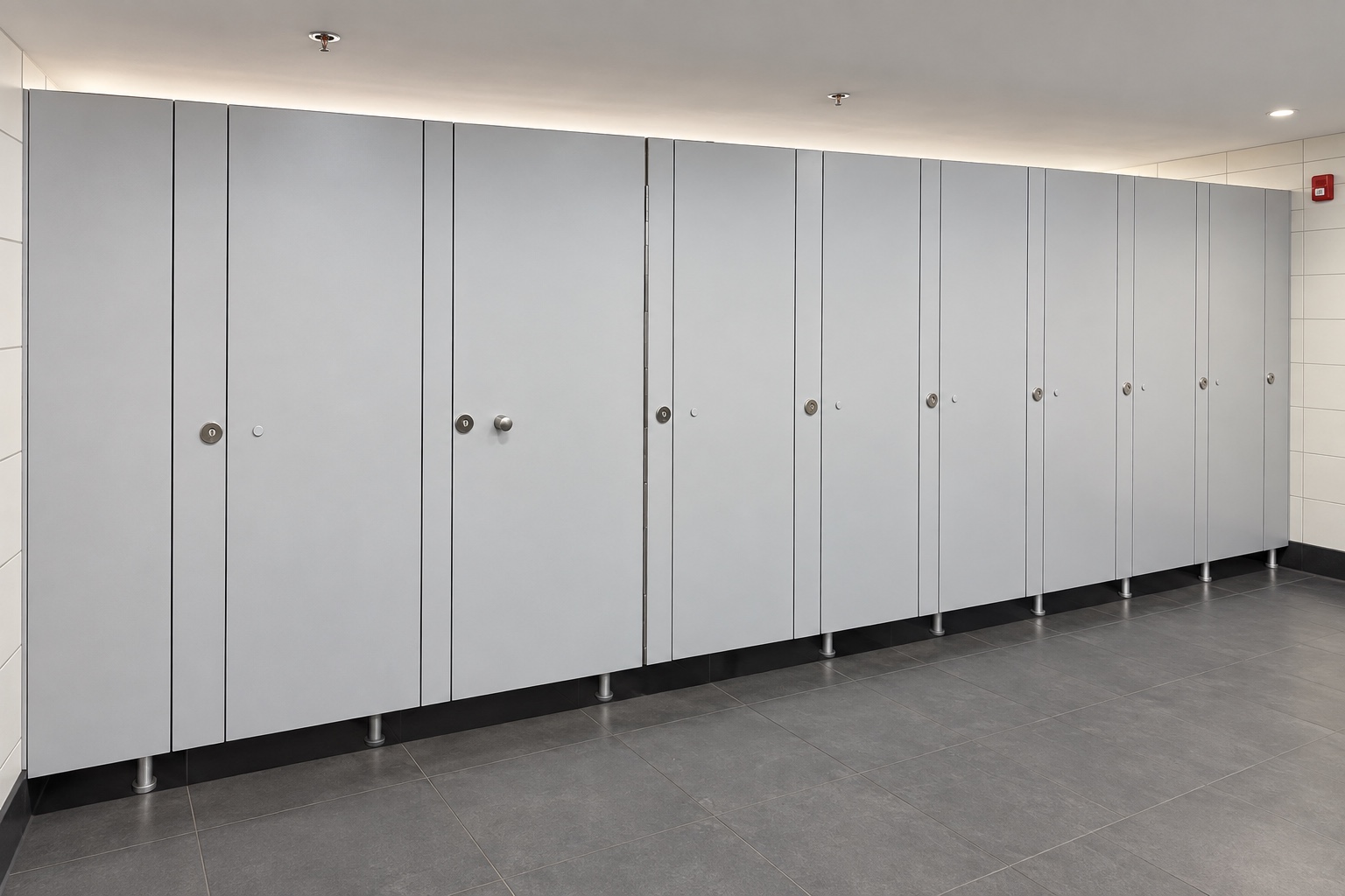LINEA RETTA restroom partitions installed at Miami International Airport