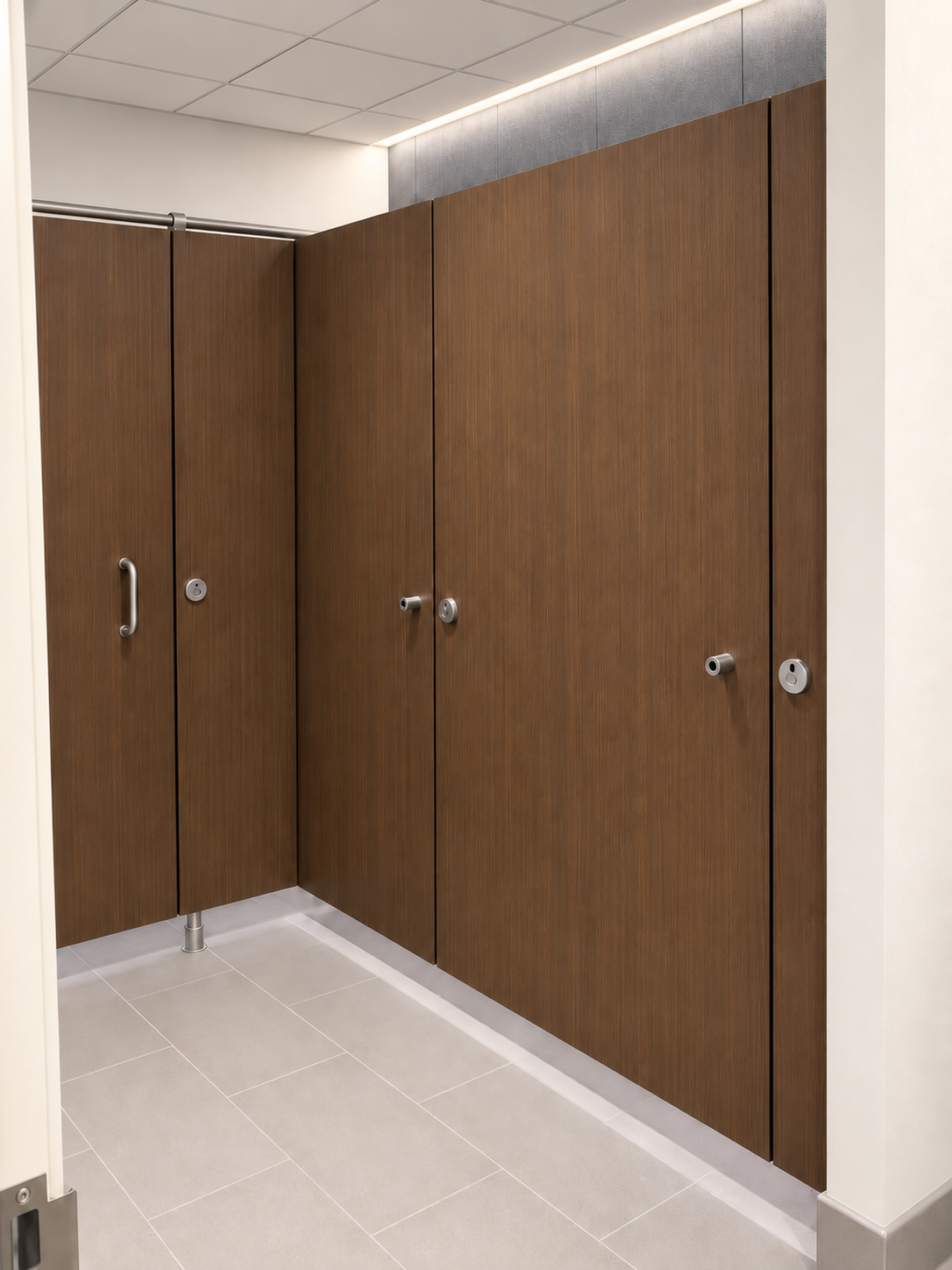 Restroom partition installation at Prudential Tower